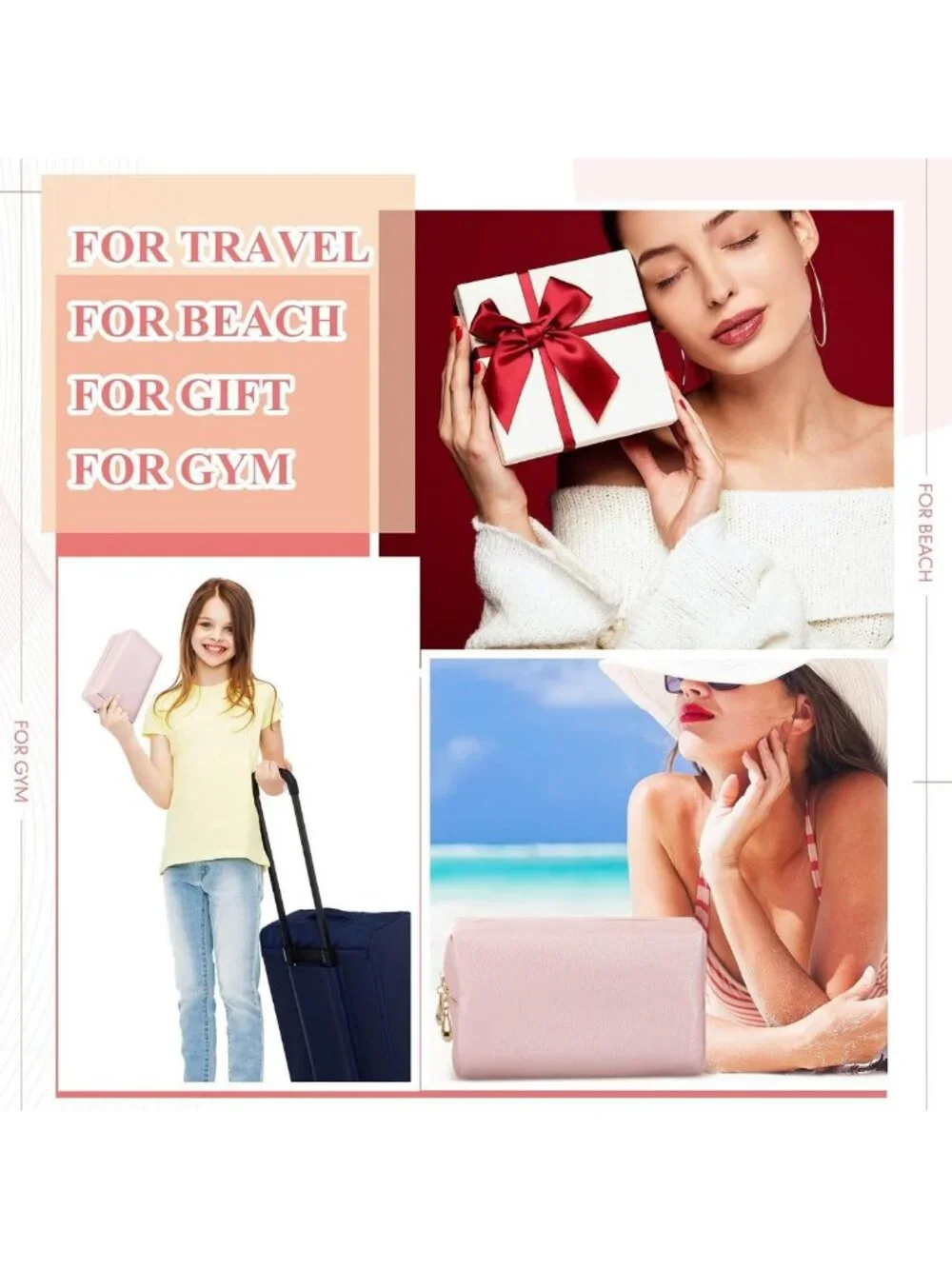 Stylish Waterproof Makeup Bags - PU Leather Cosmetic Pouches for Travel